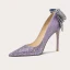 Glitzernden Sexy Lavendel Strass Pailletten Schleife Brautschuhe 2023 Leder 10 cm Stilettos Spitzschuh Hochzeit Pumps Hochhackige