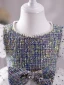Fashion White Sequins Spotted Short Flower Girl Dresses 2024 Ball Gown Pearl Scoop Neck Short Sleeve