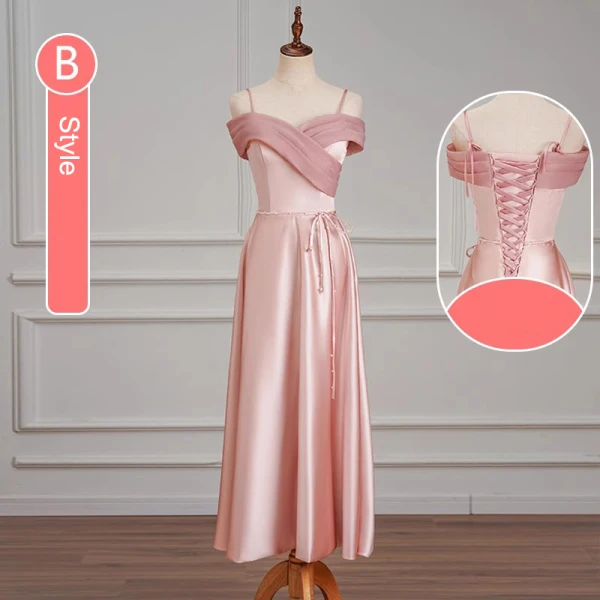 Simple Rose Bonbon Robe Demoiselle D'honneur 2023 Princesse Manches Courtes Dos Nu Longue Robe Demoiselle D'honneur
