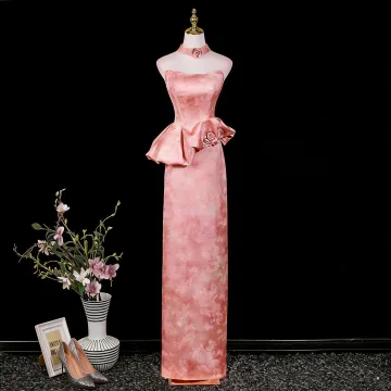 Sexy Rose Bonbon Robe De Soirée 2026 Trompette Sirène Bustier Sans Manches Dos Nu Longue Soirée Robe De Ceremonie