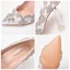Charmant Blanche Cristal Chaussure De Mariée 2022 9 cm Talons Épais Faux Diamant À Bout Pointu Mariage Escarpins Talons Hauts