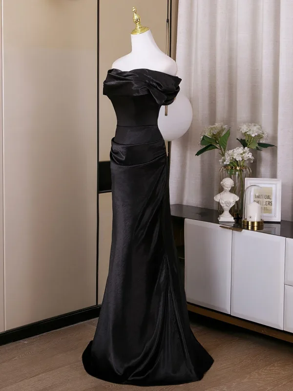 Sexy Black Evening Dresses 2025 Trumpet / Mermaid Strapless Sleeveless Backless Floor-Length / Long Evening Party Formal Dresses