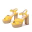 Fashion Yellow Street Wear Womens Sandals 2022 Ankle Strap 10 cm Thick Heels High Heels Open / Peep Toe Sandals