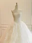 Elegant White Lace Flower Ball Gown Wedding Dresses 2026 Strapless Sleeveless Backless Floor-Length / Long Wedding