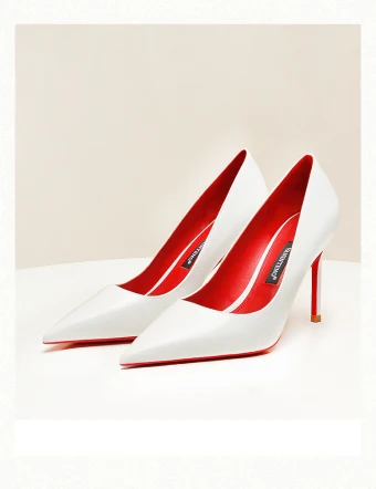 Mote Hvit Kontor Ol Patent Lær Pumps 2024 Lær 8 Cm Stiletthæler Spisse Pumps Høyhælte