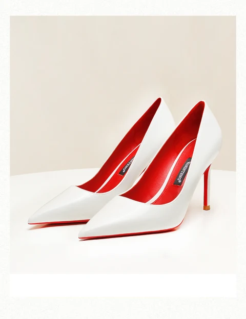 Fashion White Office OL Patent Leather Pumps 2024 Leather 8 cm Stiletto Heels Pointed Toe Pumps High Heels