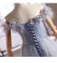 Chic / Beautiful Sky Blue Beading Tassel Appliques Sequins Prom Dresses 2025 A-Line / Princess Off-The-Shoulder Short Sleeve Backless Floor-Length / Long Formal Dresses