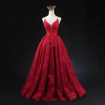 Sexy Burgundy Beading Sequins Lace Flower Evening Dresses 2023 A Line Princess Spaghetti Straps Sleeveless Backless Floor Length Long Evening Party Formal Dresses