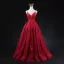Sexy Burgundy Beading Sequins Lace Flower Evening Dresses 2023 A-Line / Princess Spaghetti Straps Sleeveless Backless Floor-Length / Long Evening Party Formal Dresses