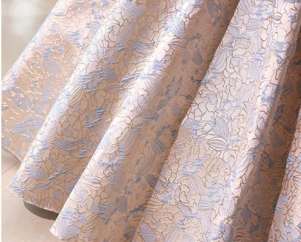Elegant Nude Printing Prom Dresses 2026 Ball Gown Off-The-Shoulder Short Sleeve Backless Floor-Length / Long Formal Dresses