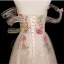 Charming Champagne Appliques Sequins Lace Flower Prom Dresses 2025 A-Line / Princess Strapless Sleeveless Backless Floor-Length / Long Prom Formal Dresses