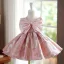 Lovely Blushing Pink Pearl Printing Short Birthday Flower Girl Dresses 2024 Ball Gown Scoop Neck Bow Sleeveless