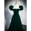 Élégant Vert Foncé Robe De Bal 2023 Princesse Encolure Carrée Gonflée Manches Courtes Dos Nu Train De Balayage Promo Robe De Ceremonie