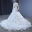 Muslim White Cascading Ruffles Wedding Dresses 2023 Trumpet / Mermaid High Neck Long Sleeve Chapel Train Wedding