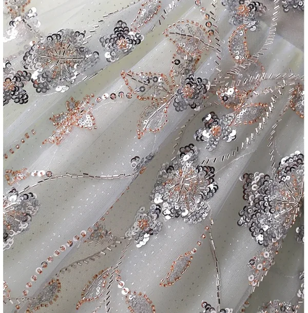 Élégant Vert Cendré Perlage Paillettes Robe De Bal 2024 Robe Boule Encolure Dégagée Manches Courtes Dos Nu Longue Promo Robe De Ceremonie