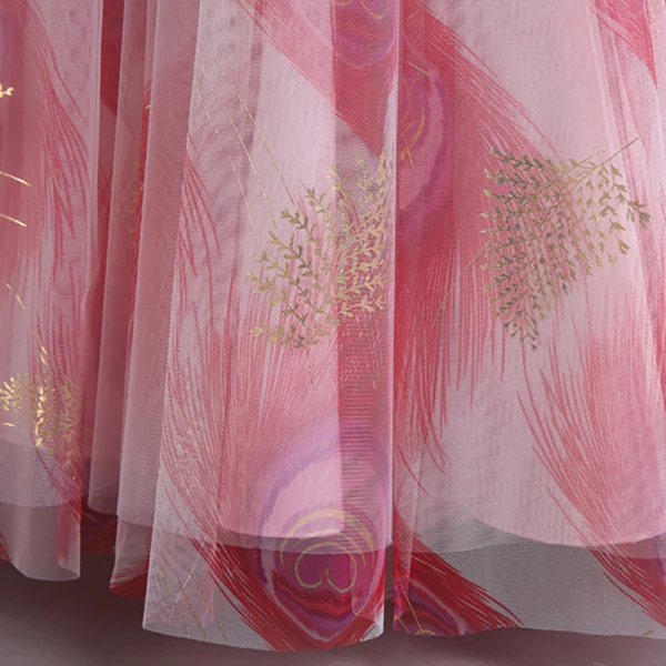 Chic / Beautiful Red Glitter Printing Birthday Flower Girl Dresses 2024 Ball Gown Scoop Neck Sleeveless Sash Bow Floor-Length / Long