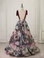 Vintage / Retro Burgundy Prom Dresses 2025 A-Line / Princess V-Neck Sleeveless Backless Floor-Length / Long Formal Dresses