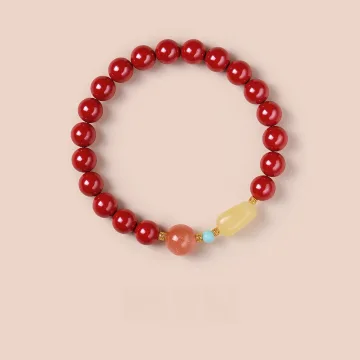 Style Chinois Rouge Fait Main Cinabre Ambre Bracelets 2025 Accessorize