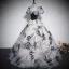 Elegant Black Printing Prom Dresses 2023 Ball Gown Square Neckline Puffy Short Sleeve Backless Bow Floor-Length / Long Prom Formal Dresses