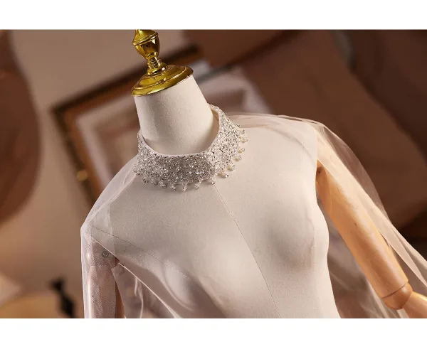 Charming White Handmade Rhinestone Prom shawl 2025