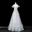 High End Himmelblau Handgefertigt Perlenstickerei Pailletten Applikationen Ballkleider 2025 A Linie Off Shoulder Ärmellos Rückenfreies Lange Ball Festliche Kleider