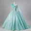 Vintage / Retro Mint Green Beading Rhinestone Prom Dresses 2026 Ball Gown Scoop Neck Long Sleeve Backless Floor-Length / Long Formal Dresses