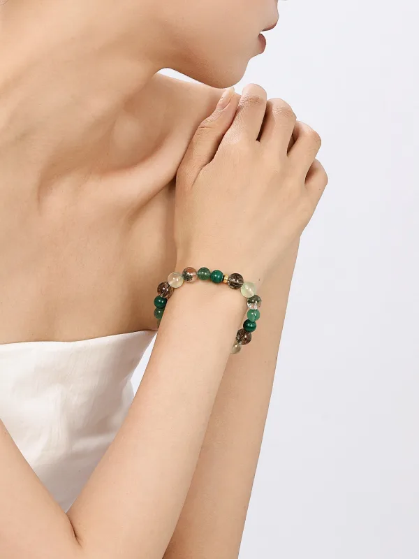 Inhabituel Vert Fait main Cristal Naturel Cristal Fantôme Vert Bracelets 2025 Accessorize