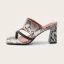 Romain Blanche Motif Peau De Serpent Sandales Femme 2022 Vêtement de rue 8 cm Talons Épais Peep Toes / Bout Ouvert Sandales Talons Hauts