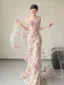 High-end Sexy Multi-Farger Beading Paljetter Blonder Blomst Selskapskjoler 2025 Trompet / Havfrue Kjæreste Uten Ermer Ryggløse Feie Tog Aften