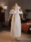 Chic / Beautiful White Engagement Prom Dresses 2025 A-Line / Princess Off-The-Shoulder Sleeveless Backless Floor-Length / Long Prom Formal Dresses