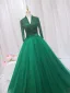 Vintage / Retro Purple Beading Sequins Prom Dresses 2024 Ball Gown High Neck Long Sleeve Backless Floor-Length / Long Prom Formal Dresses