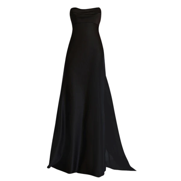Sexy Noire Chiffon Robe De Soirée 2022 Princesse Bretelles Spaghetti Sans Manches Dos Nu Soirée Tribunal Train Robe De Ceremonie