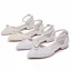 Élégant Ivoire Perle Plate Chaussure De Mariée 2024 Bride Cheville À Bout Pointu Mariage Sandales