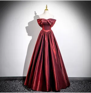 Minimaliste Bordeaux Robe De Bal 2025 Princesse De L Épaule Manches Courtes Dos Nu Longue Promo Robe De Ceremonie