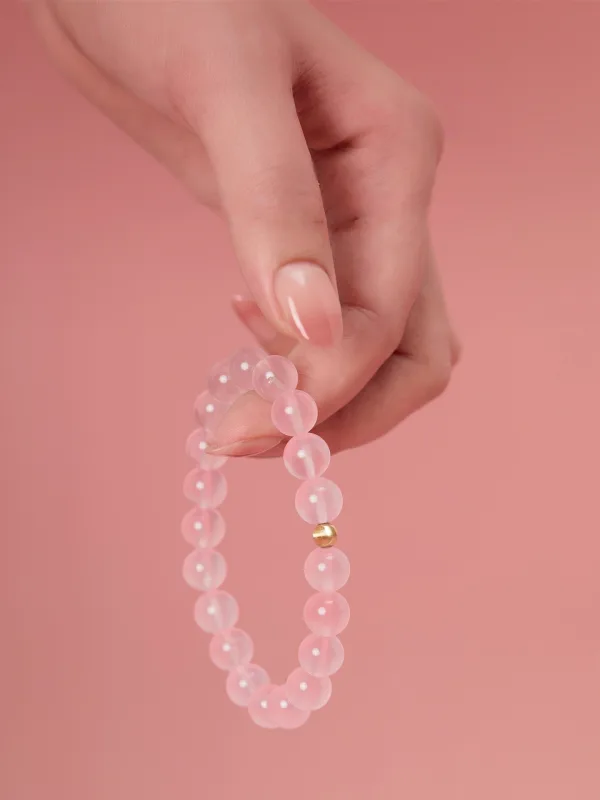 Herlig Rødmende Rosa Håndlaget Naturlig Krystall Armbånd Tilbehør 2026