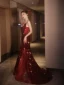 Scintillantes Bordeaux Perlage Paillettes Robe De Soirée 2024 Trompette / Sirène Bretelles Spaghetti Sans Manches Dos Nu Train De Balayage Soirée Robe De Ceremonie