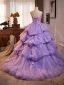 Luxus / Herrlich Lavendel Perle Applikationen Fallende Rüsche Ballkleider 2026 Ballkleid Bandeau Ärmellos Rückenfreies Lange Festliche Kleider