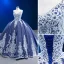 High-end Ocean Blue Glitter Beading Lace Flower Prom Dresses 2023 Ball Gown Spaghetti Straps Sleeveless Backless Floor-Length / Long Prom Formal Dresses