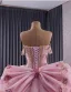 Flower Fairy Luxury / Gorgeous Blushing Pink Handmade  Beading Sequins Lace Flower Prom Dresses 2025 Ball Gown Strapless Sleeveless Backless Bow