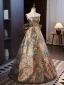 Vintage / Retro Multi-Colors Prom Dresses 2024 Ball Gown Strapless Sleeveless Backless Bow Floor-Length / Long Prom Formal Dresses
