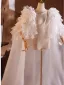 Charmant Witte Handgemaakt Cascading Ruches Kant Bloem Avond sjaal Accessoires Tule 2025