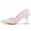 Charmant Blanche Perle En Dentelle Fleur Cristal Chaussure De Mariée 2023 7 cm Talons Épais À Bout Pointu Mariage Escarpins Talons Hauts