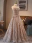 Luxury / Gorgeous Sparkly Champagne Beading Rhinestone Sequins Prom Dresses 2025 A-Line / Princess Strapless Sleeveless Backless Floor-Length / Long Formal Dresses