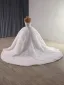 High End Weiß Handgefertigt Perlenstickerei Perle Pailletten Quinceañera Brautkleider / Hochzeitskleider 2025 Ballkleid Bandeau Ärmellos Rückenfreies Kapelle-Schleppe Tülle