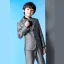 Fashion Grey 5-piece Long Sleeve Boys Wedding Suits 2022 Coat Pants Shirt Tie Vest Wedding