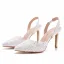 Chic / Beautiful White Lace Flower Wedding Shoes 2023 9 cm Stiletto Heels Pointed Toe Wedding Sandals High Heels