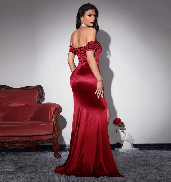 Sexy Beige Gespaltete Front Abendkleider 2022 Meerjungfrau Off Shoulder Ärmellos Sweep / Pinsel Zug Abend Festliche Kleider