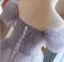 Chic / Beautiful Lavender Beading Appliques Prom Dresses 2024 A-Line / Princess Off-The-Shoulder Short Sleeve Backless Floor-Length / Long Tulle Prom Formal Dresses