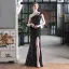 Scintillantes Noire Paillettes Robe De Soirée 2022 Trompette / Sirène Une épaule Sans Manches Dos Nu Longue Soirée Robe De Ceremonie