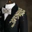 Fashion Black 6-piece Rhinestone Lace Flower Boys Wedding Suits 2025 Long Sleeve Body Jewellery Coat Pants Shirt Tie Vest